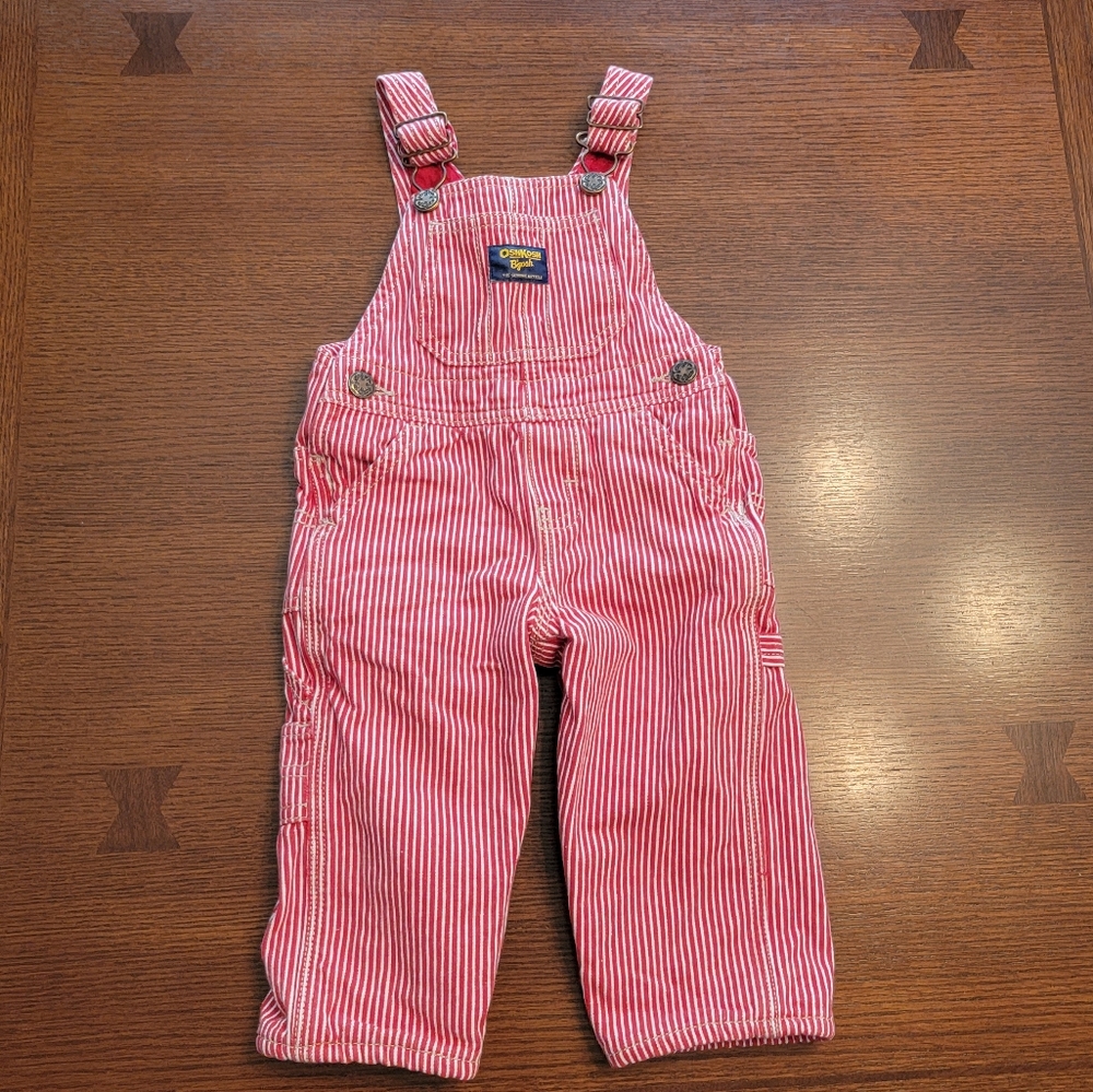 Oshkosh B Gosh Red & White Striped Bibs 12 Months